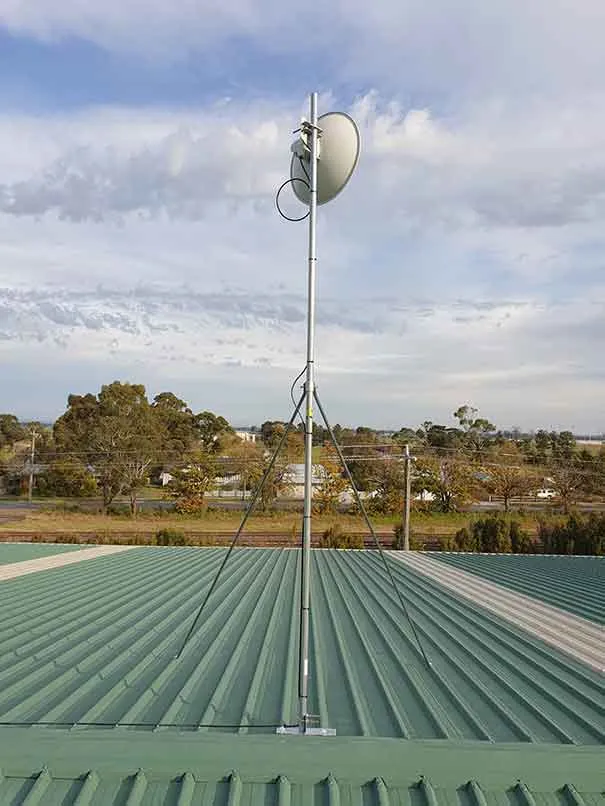 Photo of the microwave link that delivers our 100Mbps fixed wireless internet to school in Victoria